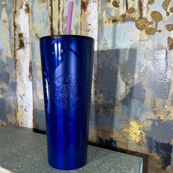 Starbucks Cobalt Blue Monstera Leaf Stainless Steel Tumbler - Picture 2 of 4